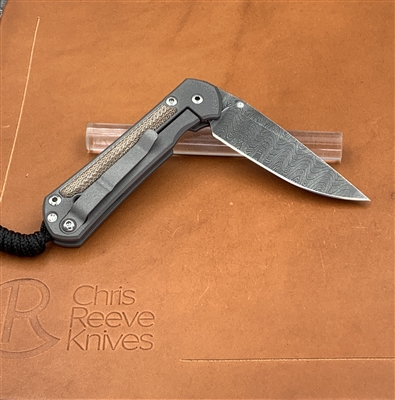 Small Sebenza 31 Inlay Natural Canvas Micarta / Ladder Damascus