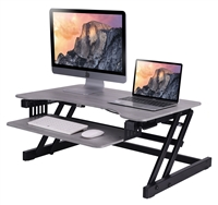 Rocelco 32" Sit To Stand Adjustable Height Desk Riser w/Easy-Lift Handles (Grey)