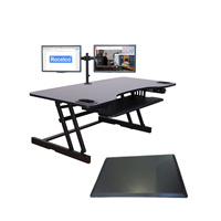 Rocelco ADRB45 Adjustable-Height Desk Riser (BLACK), Dual Monitor Mount (DM2) and Anti-Fatigue Mat (MAFM)