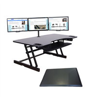 Rocelco ADRB45 Adjustable-Height Desk Riser (BLACK), Triple Monitor Mount (DM3) and Anti-Fatigue Mat (MAFM)