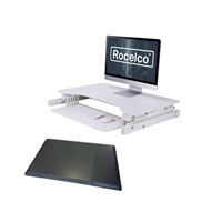 Rocelco ADRG (White)+MAFM Adjustable-Height Desk Riser w/ Medium Anti-Fatigue Mat (Black)