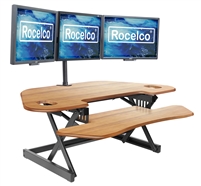 Rocelco CADR-46 Corner Adjustable Height Desk Riser 46" w/ Extended Vertical Range (TEAK)