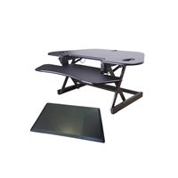 Rocelco CADR-46-ACUSB Corner Adjustable Height Desk Riser 46" w/ Extended Vertical Range (Black) & Medium Anti-Fatigue Mat (MAFM)
