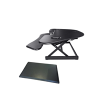 Rocelco CADR-46 Corner Adjustable Height Desk Riser 46" w/ Extended Vertical Range (Black) & Medium Anti-Fatigue Mat (MAFM)