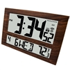 JUMBO LCD ATOMIC WALL CLOCK WITH 6 TIME ZONES (WOOD GRAIN)