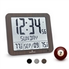 Slim Atomic Wall Clock with Full Calendar and Large Display and Indoor/Outdoor Temperature (WOOD)