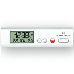 Marathon Compact Atomic World Clock w/ LED Emergency Light (WHITE)