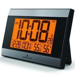 Atomic Wall Clock with Auto-Night Light, Temperature & Humidity (GRAPHITE GREY)