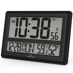 Elite Series JUMBO ATOMIC WALL CLOCK w/6 Time Zones (BLACK)