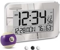 Crystal Framed Atomic Wall Clock with Temperature & Humidity (SILVER)