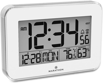 Crystal Framed Atomic Wall Clock with Temperature & Humidity (WHITE)