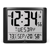 Super Jumbo Digital Atomic Wall Clock with 7" Digits & Full Date (BLACK)