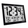 Slim Atomic Wall Clock Jumbo Full Calendar Display Indoor Temperature & Humidity (BLACK)