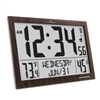Slim Atomic Wall Clock Jumbo Full Calendar Display Indoor Temperature & Humidity (WOOD)
