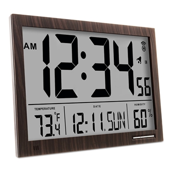 Slim Jumbo Digital Atomic Wall Clock (WOOD)