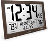 Slim Atomic Full Calendar Clock with Extra Large Digits and Indoor/Outdoor Temperature (WOOD)
