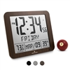 Slim Atomic Full Calendar Clock with Large 3.25" Digits, Indoor Temperature and Humidity (WOOD)