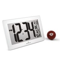 Atomic, Self-setting, Self-adjusting, Wall Clock w/ Stand & 8 Timezones (WHITE/STAINLESS STEEL)
