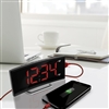 Curved Display LED Clock with Dual Alarm and 1 USB Charging Port (BLACK)