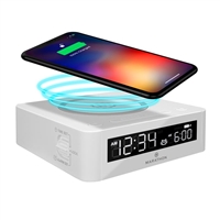 Marathon Compact Wireless Fast Dual Charging Clock (WHITE)