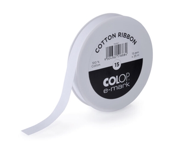 Colop e-mark Ribbon, Cotton, 15mm x 25m (WHITE)