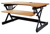 Rocelco 40" Sit To Stand Adjustable Height Desk Riser w/ Extended Vertical Range (Teak)