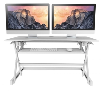 Rocelco 40" Sit To Stand Adjustable Height Desk Riser w/ Extended Vertical Range (White)