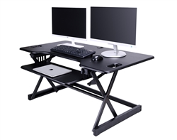 Rocelco 46" Sit To Stand Adjustable Height Desk Riser w/ Extended Vertical Range (Black)