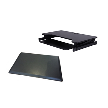 Rocelco DADR Deluxe 37" Sit To Stand Adjustable Height Desk Riser (Black) & MAFM Commercial Grade Medium Anti-Fatigue Mat (Black)
