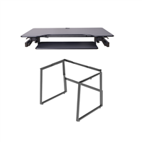Rocelco DADR-40 Adjustable Height Desk Riser 40" w/ AC Outlets & USB Ports (Black) and Floor Stand (FS2)