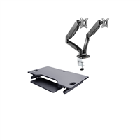 Rocelco DADRB (Black) Deluxe 46" Sit To Stand Adjustable Height Desk Riser w/ Dual Monitor Mount (MA2)