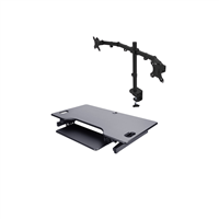 Rocelco DADRB (Black) Deluxe 46" Sit To Stand Deluxe Adjustable Height Desk Riser w/ Dual Monitor Mount