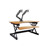 Rocelco 40" Sit To Stand Adjustable Height Desk Riser w/ Extended Vertical Range (Teak) & Dual Monitor Support Arm (MA2)