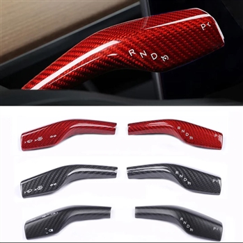 Hansshow Real Carbon Fiber Signal Stalk/Shift Lever Cover Set for the Tesla Model 3/Y (Matte)