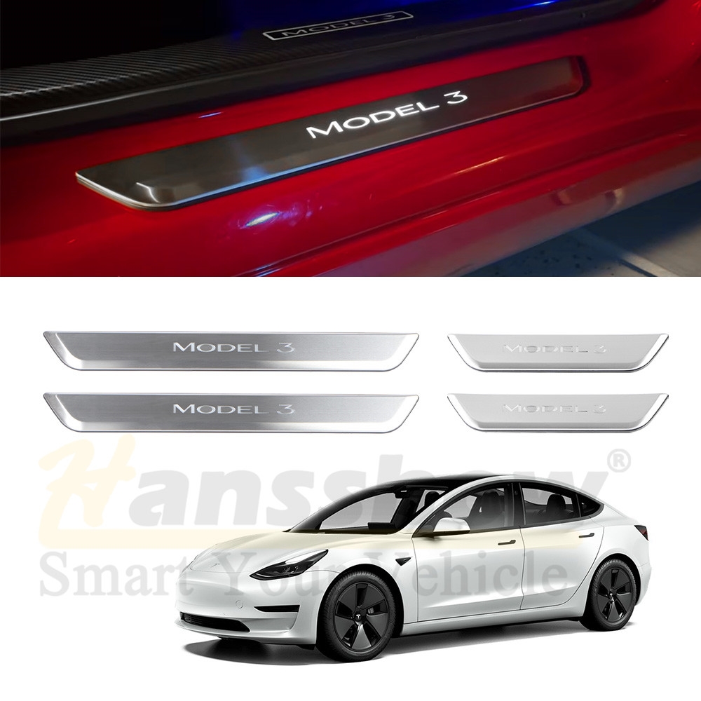 Tesla Model 3 and Y LED Illuminated Door Sill Threshold Protector
