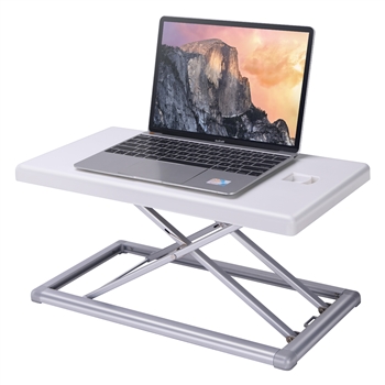 Rocelco PDR Portable Desk Riser for Laptops, Mobile Office Workspace (White/Silver)