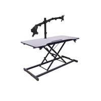 Rocelco VADR-43 Hi-Lift Adjustable Height Desk Riser (Black)  & DM2 Dual Monitor Desk Mount (DM2) Bundle