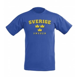 Sverige Sweden Tre Kronor Glitter T-shirt, royal blue/yellow