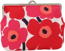 Marimekko MINI UNIKKO PUOLIKAS Clip Purse, white/red/fuchsia