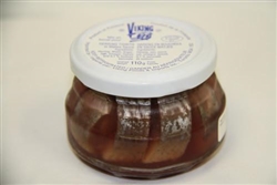 Viking Finnish original pickled matjes herring tidbits in small glass, 110 g jar