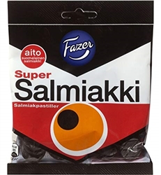 Fazer Super Salmiakki Salmiac Pastils Bag, 80 g