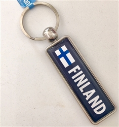 Finland Flag Metal Key Fob, moose design at the back