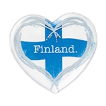 Finland Heart Magnet Epoxy, sky blue/white