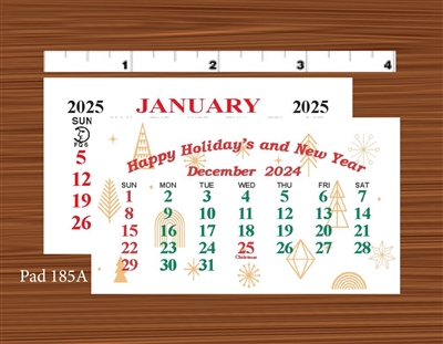 2025 - #185AS Calendar Pad - Standard Date Pad w/ Adhesive Back