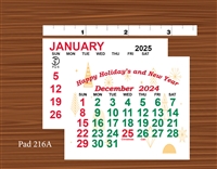 2025 - #216A Calendar Pad - Standard Date Pad