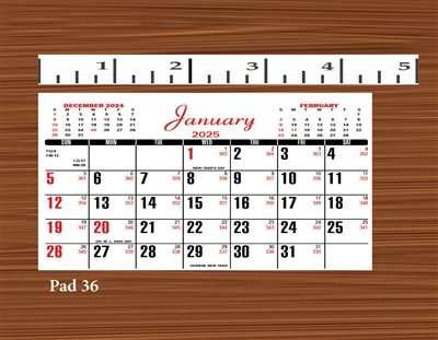 2025 - #36S Calendar Pad - Memo Pad w/ Adhesive Strip