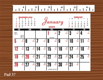 2025 - #37S Calendar Pad - Memo Pad w/ Adhesive Back