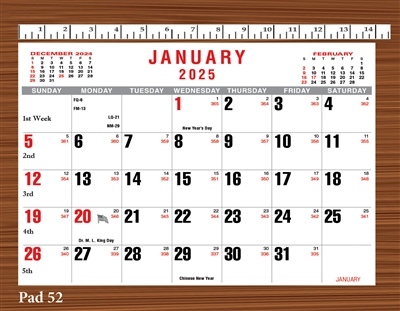 2025 - #52 Calendar Pad - Memo Pad