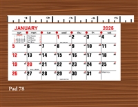 2025 - #78S Calendar Pad - Memo Pad w/Adhesive Strip