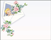 Falls 773  Enclosure Card - Baby with Pink and Blue Flowers